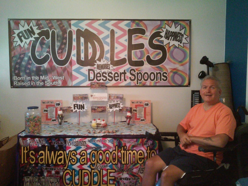 First Trade Show Display for Cuddle Spoons. Cuddling Couples Spoon Set